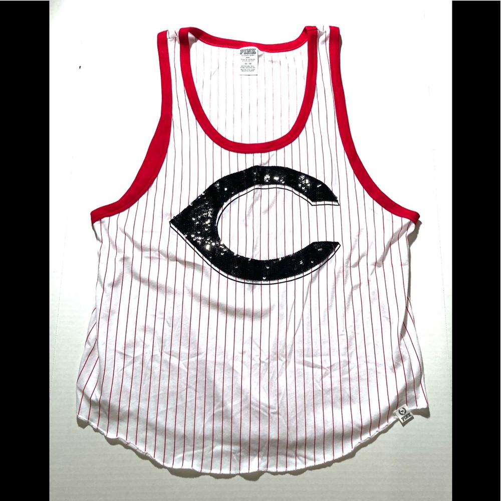 Cincinnati Reds Sequin Baseball Jersey Tank Top PINK by Victorias Secret